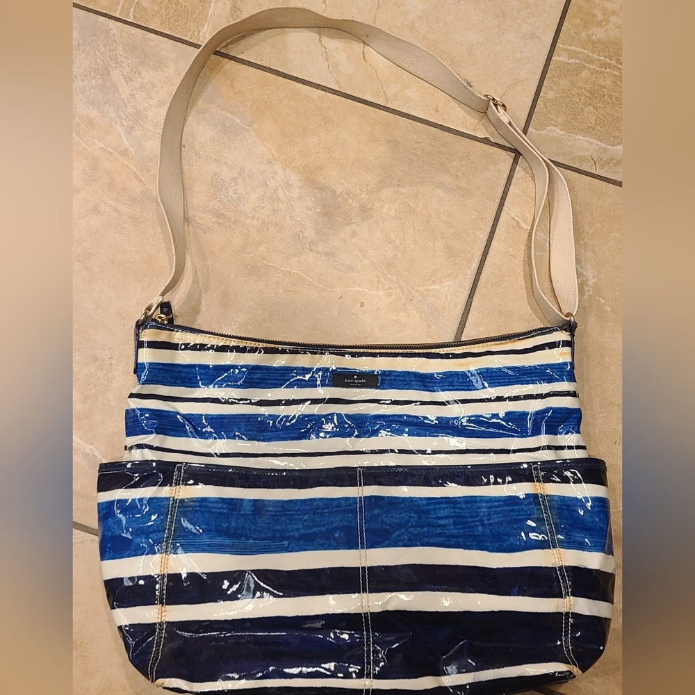 KATE SPADE Daycation Serena Baby & Diaper Bag Blue/ White Capri Stripe #WKRU1561